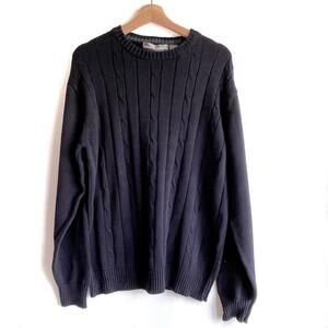 Oscar De La Renta navy blue long sleeve crewneck sweater size XL